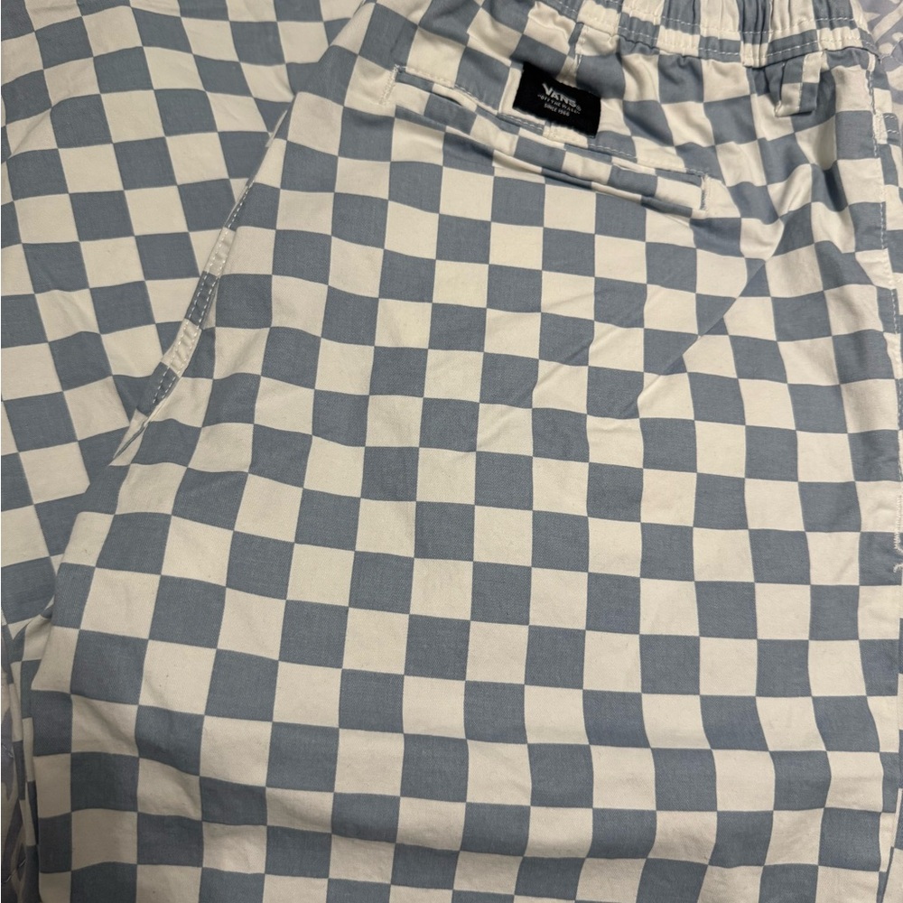 Vans Light Blue and White Checkered Pants